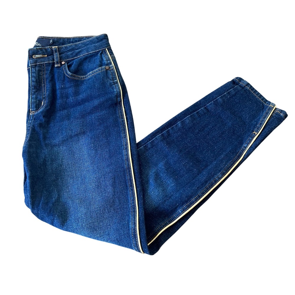 Boden Edinburgh Jean‎ Dark Wash Denim Blue Jeans with Side Stripe Size 4